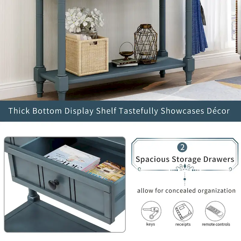 Modern Console Table with Two Drawers and Bottom Shelf