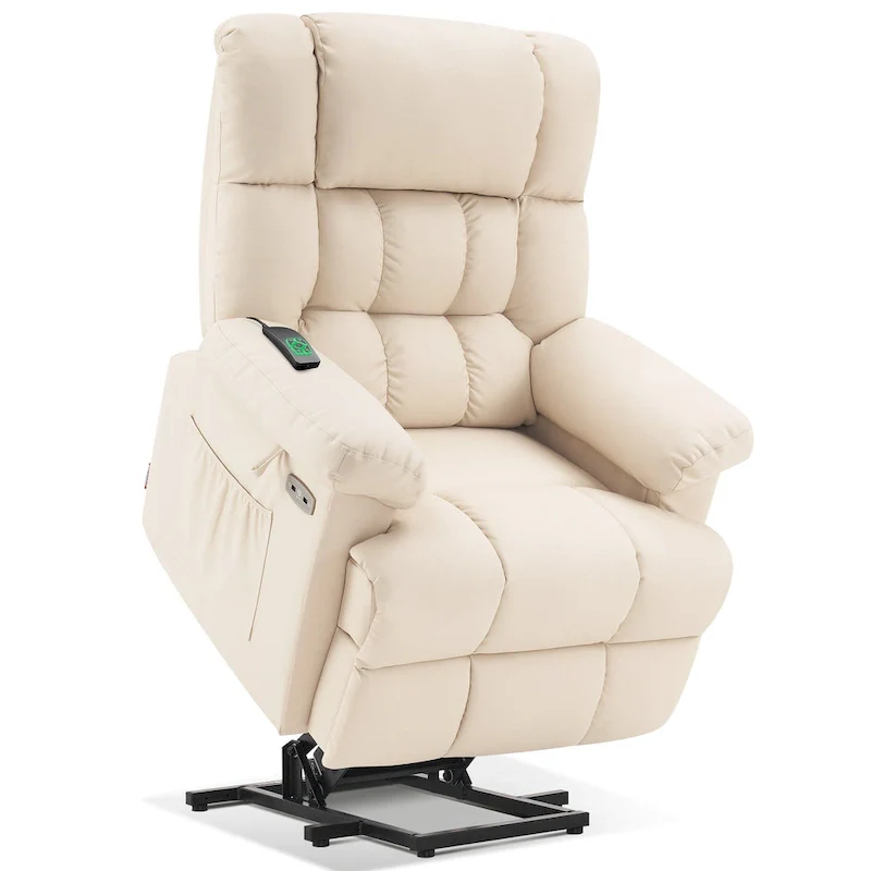 MCombo Power Lift Recliner Chair with Massage, Heat, Adjustable Headrest, Extended Footrest-(PU/Fabric)