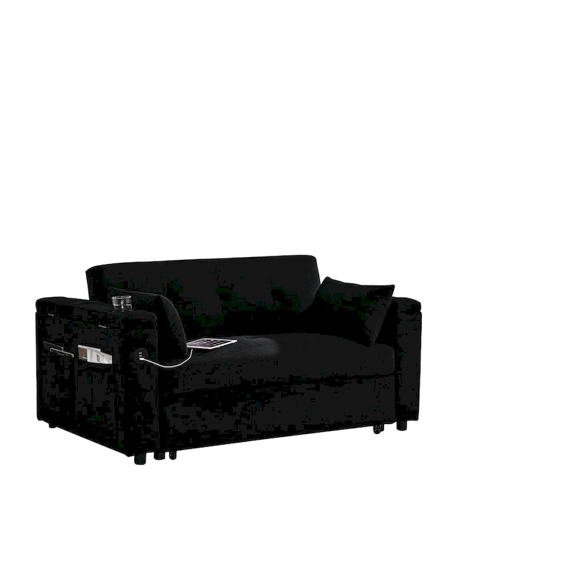54 Pull-Out Sleeper Sofa Bed Double Seat Recliner Sofa Bed
