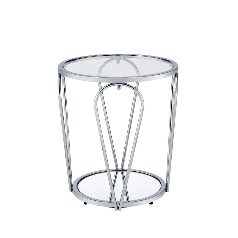 Gables Glam 20-inch Glass Top 1-Shelf End Table by Furniture of America
