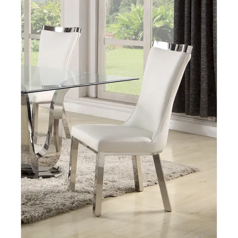 Somette Amelia Curved Back Dining Chair in White, Set of 2 - N/A