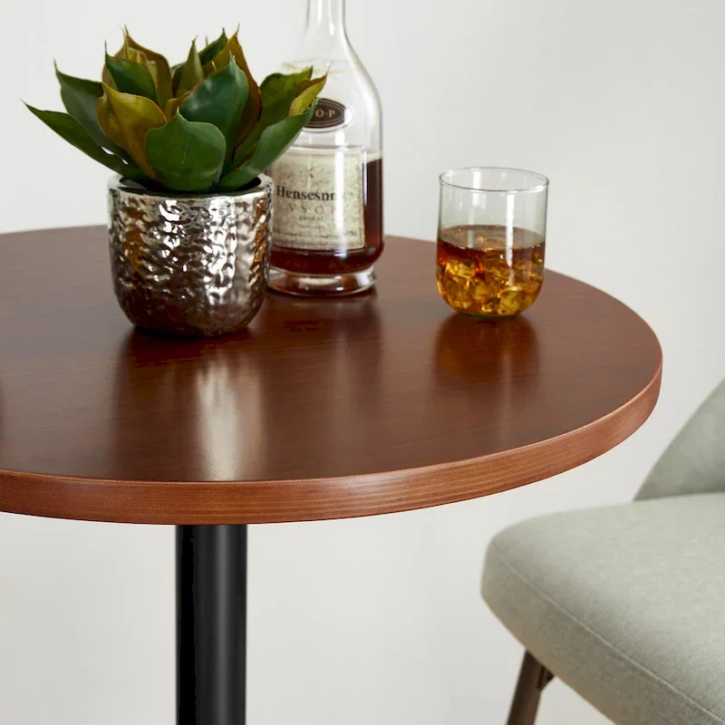 39.5H Modern Bistro Walnut Top Round Pub Bar Table