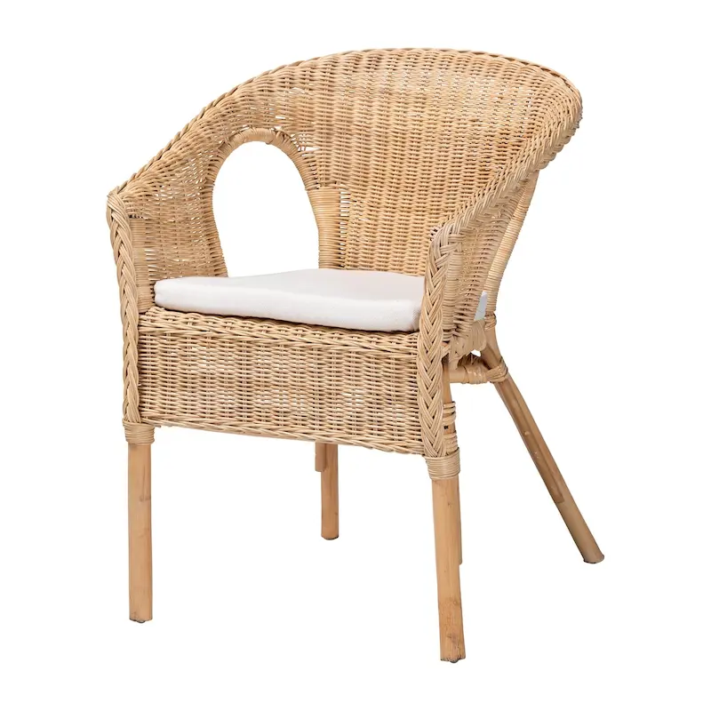 Abbey Modern Bohemian Natural Rattan Dining Chair