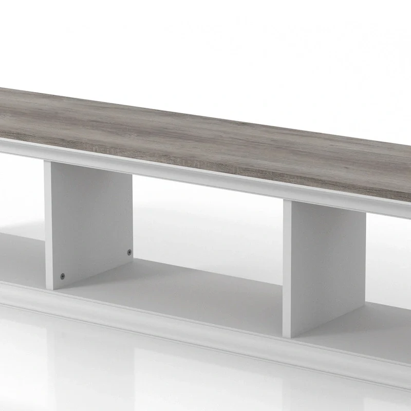 DH BASIC Transitional White 63-Inch 3-Shelf Floating TV Stand by Denhour