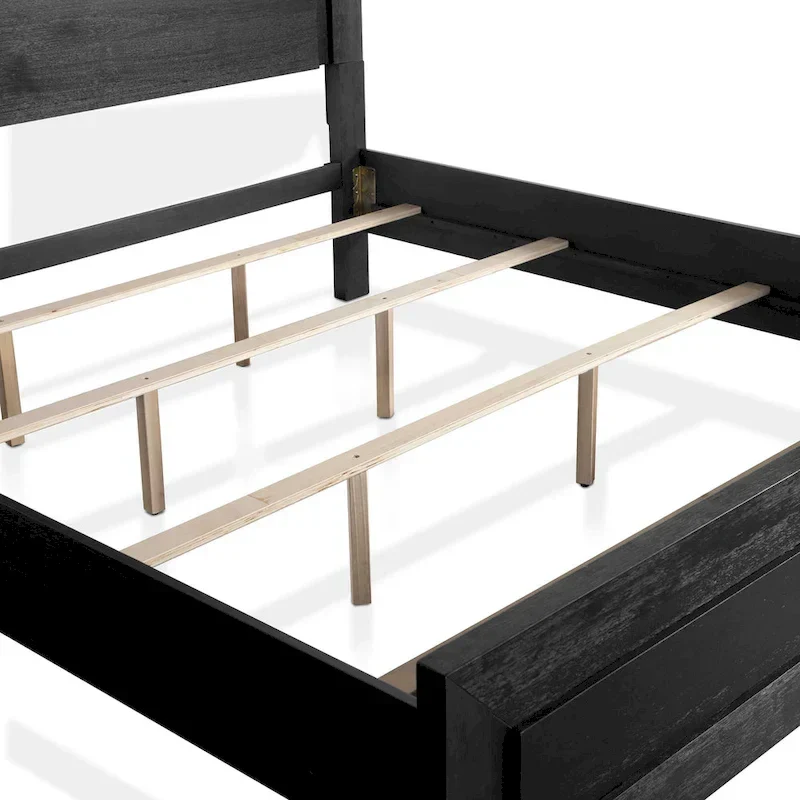 Modern Black Solid Wood 6-Piece King Bedroom Set Cedar-Lined Bottom Drawer