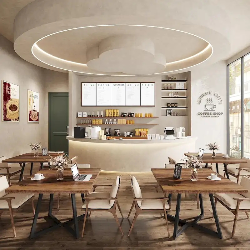 31.5 Inches Industrial Square Dinner Table with Metal Base