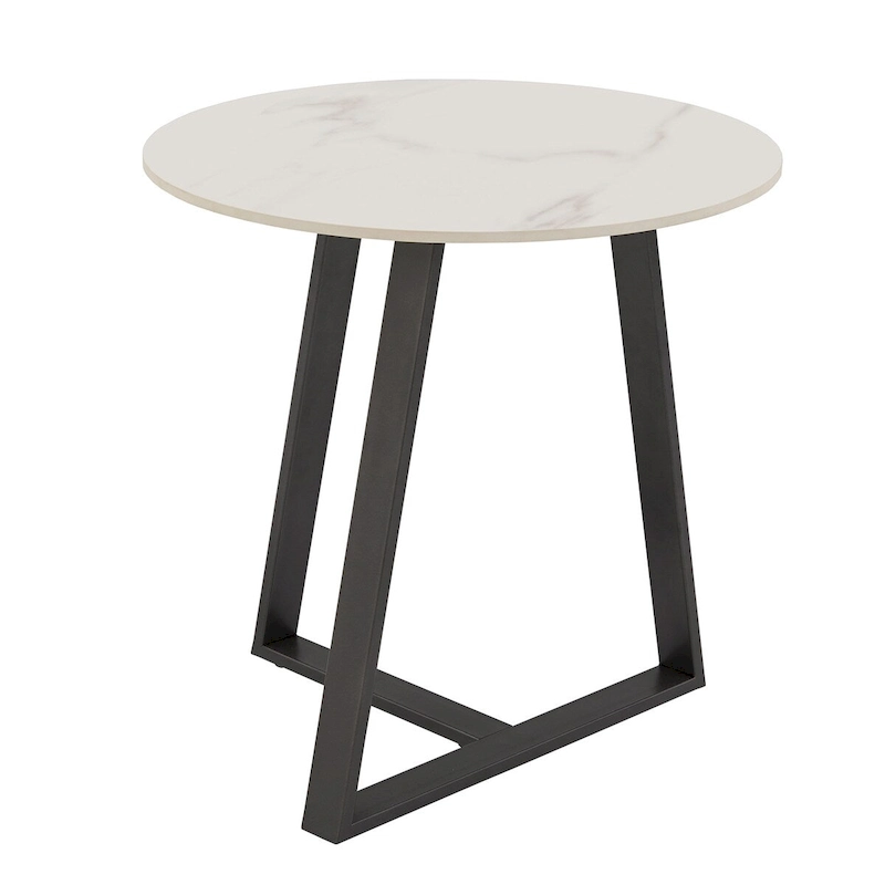 Jurmala Glossy Sintered Stone with Grey Metal Base End Table by iNSPIRE Q Modern