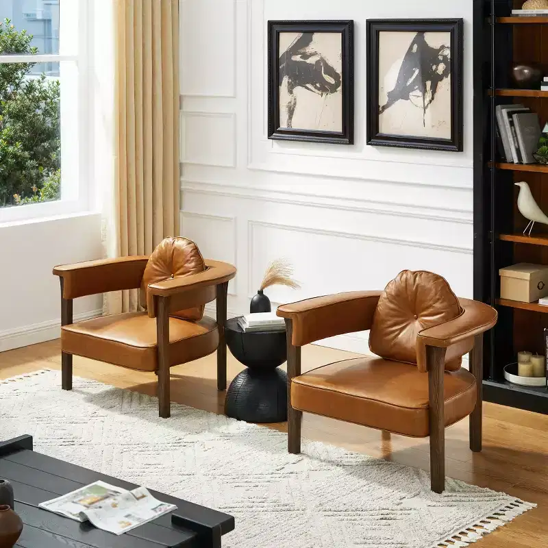 Art Leon Leather Chair with Ash Wood Frame