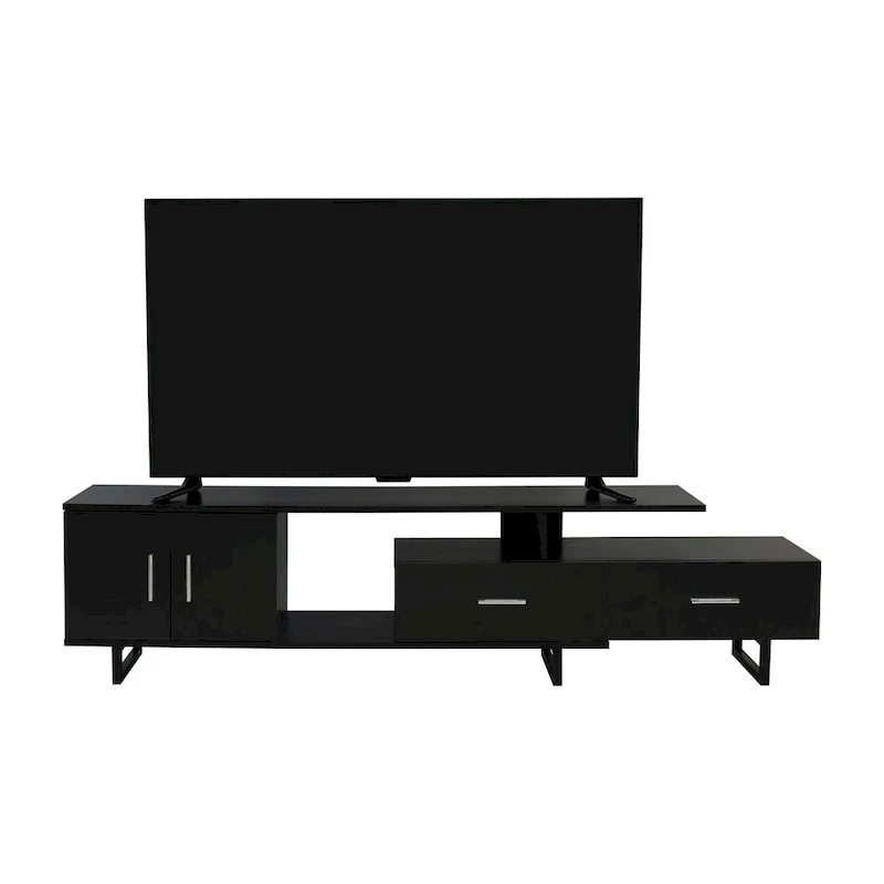 Avery 55-inch 2-Drawer 4-Shelf TV Stand in Steel