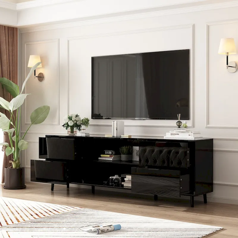 30  Recessed Electric Fireplace High Glossy TV Stand Combo Fireplace