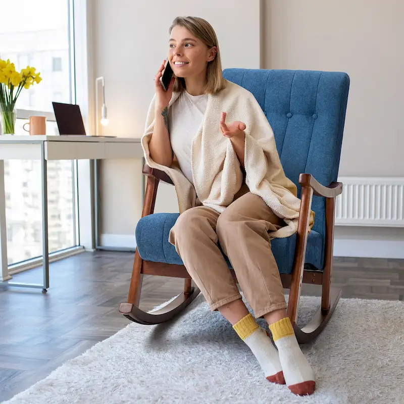 AVAWING Upholstered Rocking Chair ModernHighBackArmchair