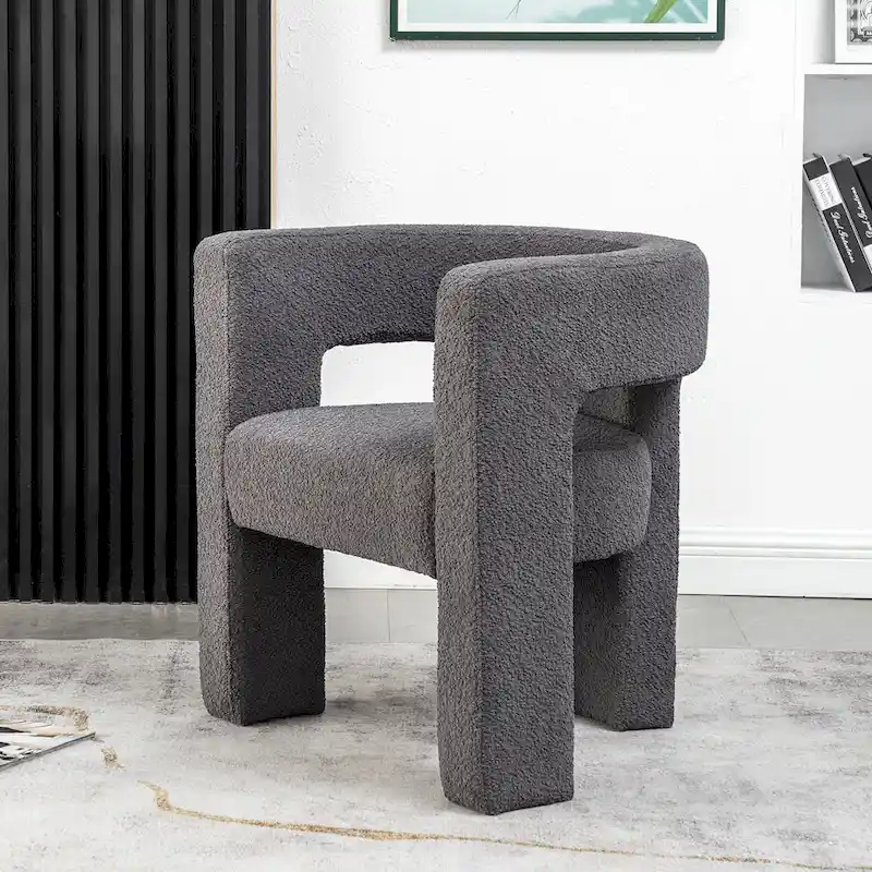 KINWELL 28 Wide Boucle Upholstered Square Armchair