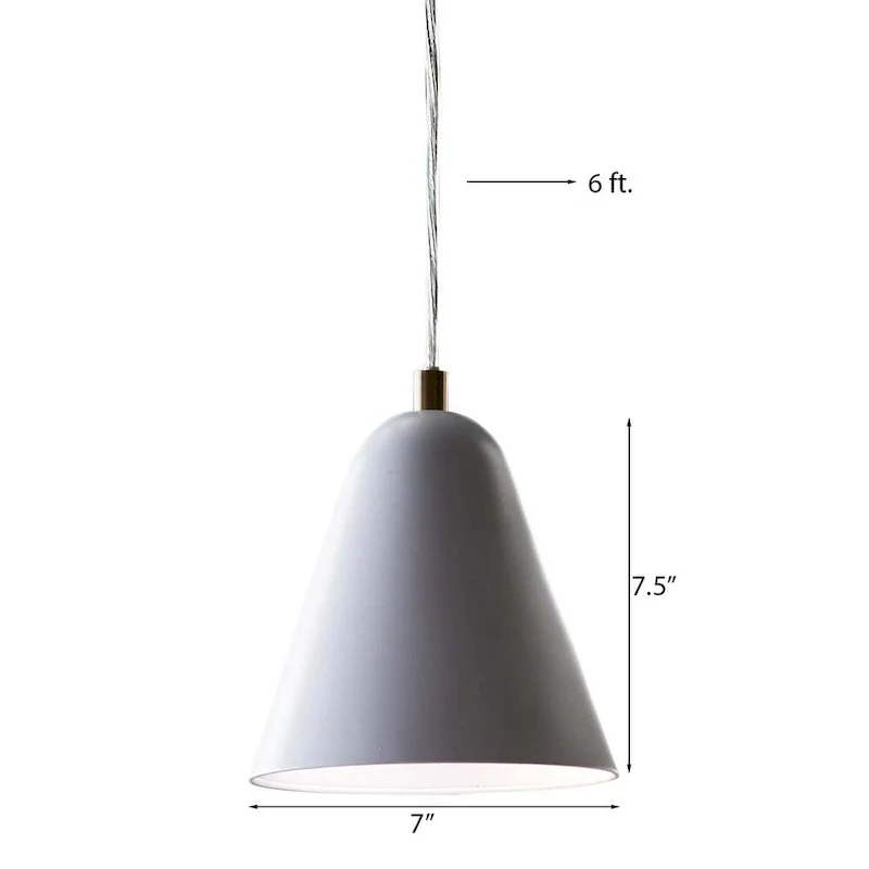 MoDRN 7 W 1-Light Scandinavian Mini-Pendant Light Fixture, White Metal Finish