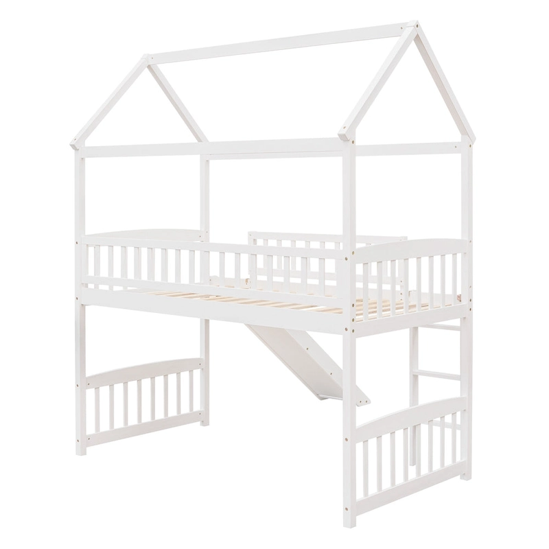 Twin Loft Bed with Slide,House Bed with Slide