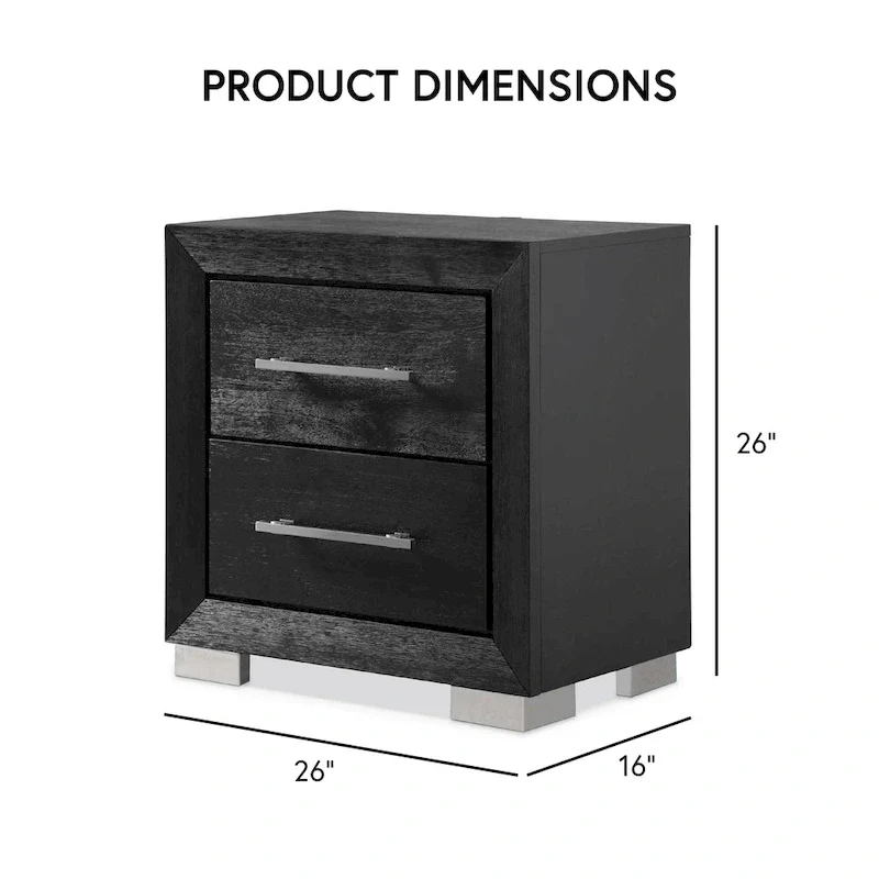 Modern Black Solid Wood 6-Piece King Bedroom Set Cedar-Lined Bottom Drawer