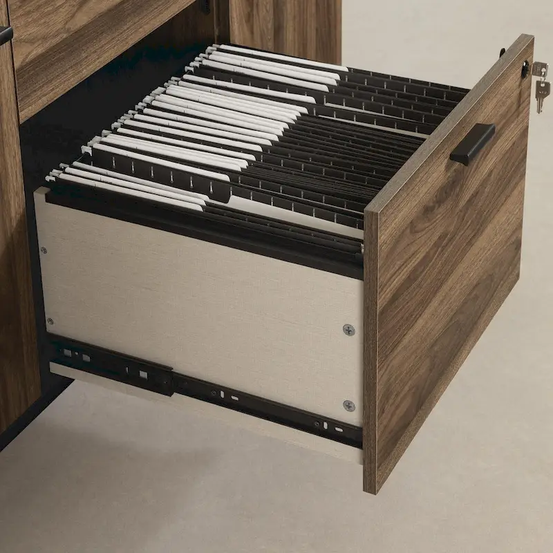 2-Door Office Credenza with File Drawer and Adjustable Shelves – Modern Style