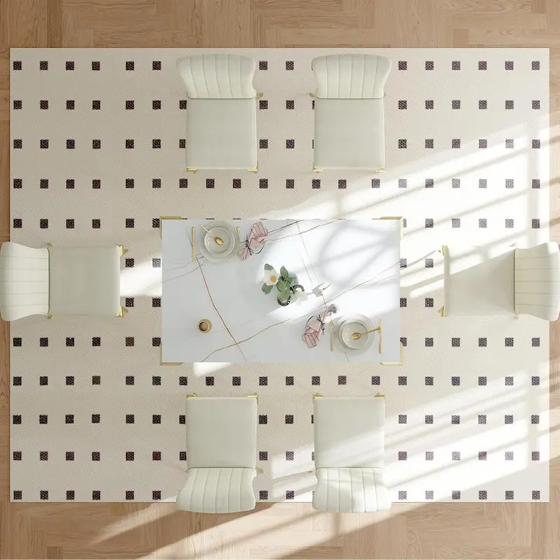 Mid Century Modern Glass Dining Table with Metal Cabriole Legs