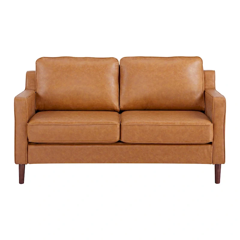 Sedona Modern Loveseat Sofa, Faux Linen / Vegan Leather Couch - N/A