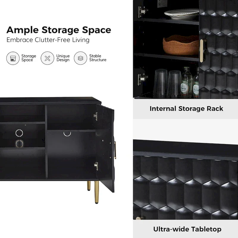 63 Wide Modern Sideboard with Adjustable Shelves by HULALA HOME