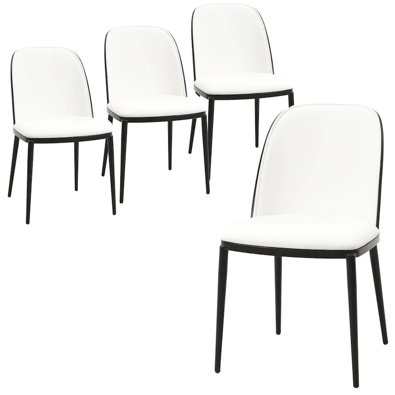 Dining Chair with Upholstered Seat Side Chair with MDF Wood Frame in Steel Set of 4