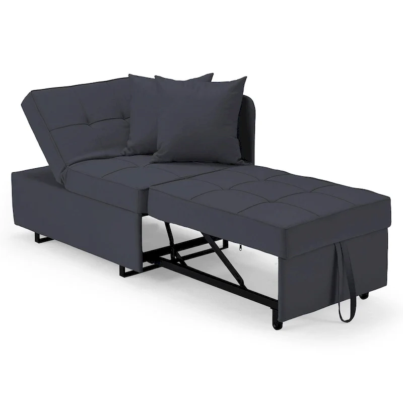EROMMY Sleeper Sofa Chair Bed , Adjustable Backrest Pull Out Sofa Bed with Faux Linen Sofa Fabric