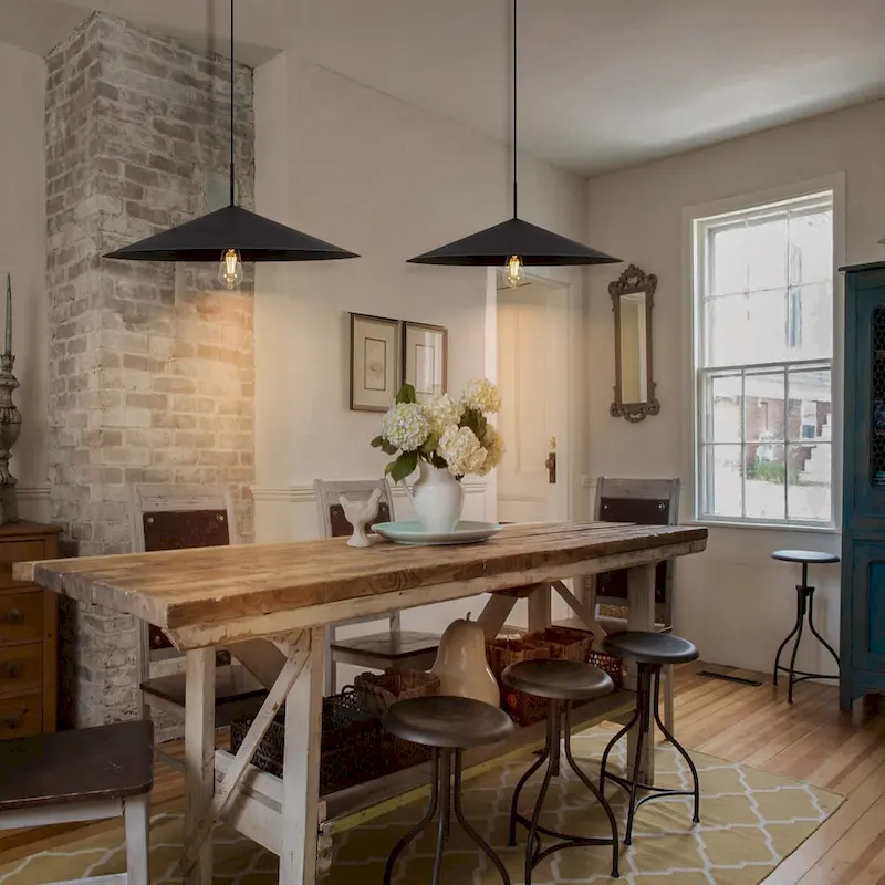 Farmhouse Single Rustic Pendant Light Black Kitchen Island Light - W25.6