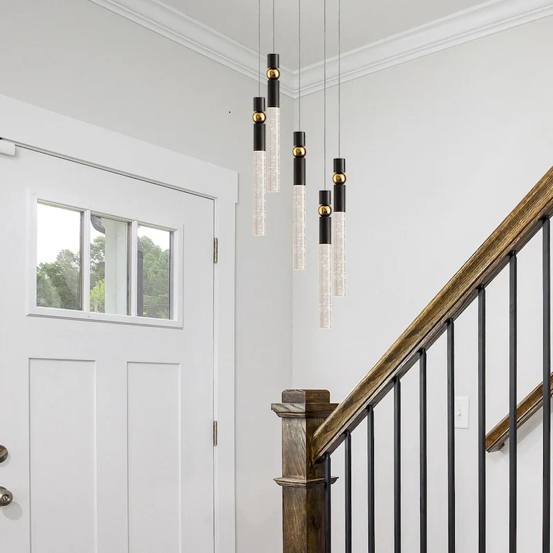 5-Light LED Crystal Pendant Light Fixture for Kitchen Island