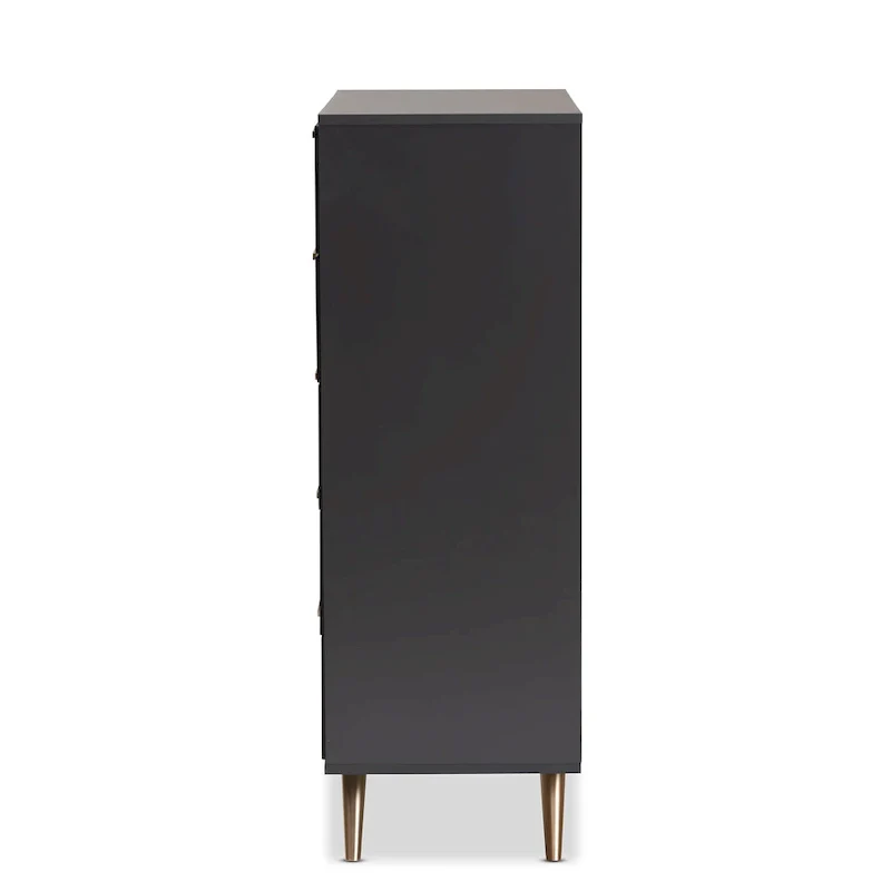 Kelson Modern Dark Grey and Gold Finished Wood 5-Drawer Chest