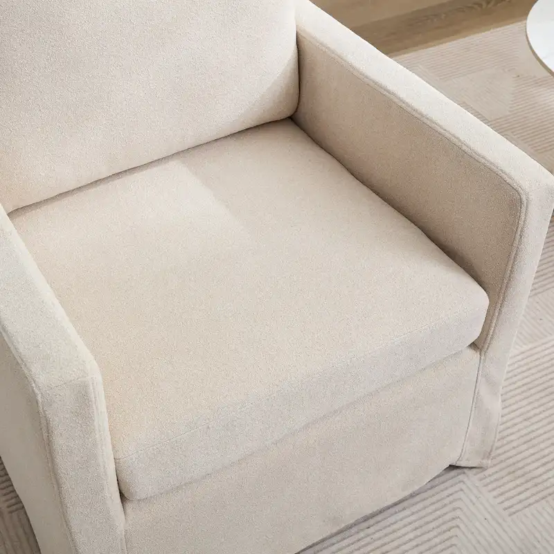 Modern 29.92  Chenille 360 Swivel Accent Chair with Solid Wood Frame and Removable Back Cushion