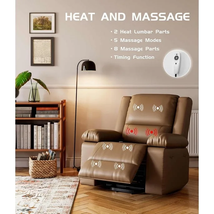 Leather Power Lift Recliner with Heat & Massage