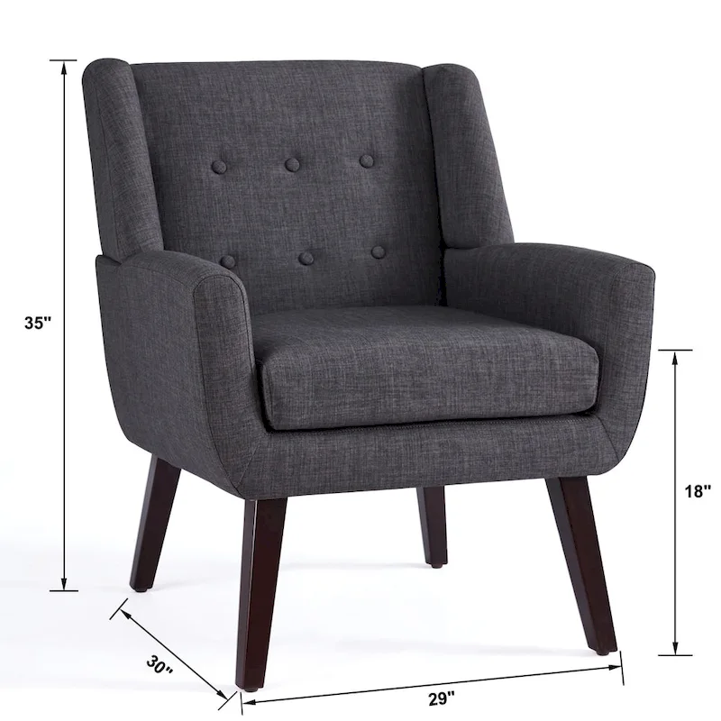Linen Accent Chair with Tufted Back