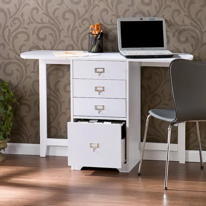 SEI Furniture London White Fold-out Organizer and Craft Desk