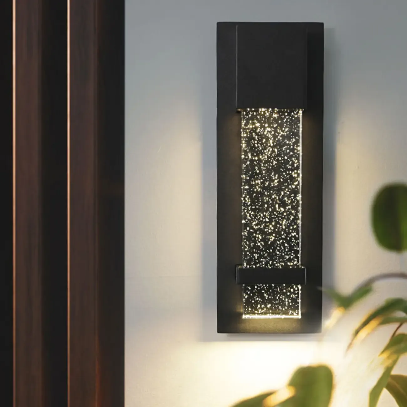 Modern Black Metal Starry Glass Outdoor LED Wall Light