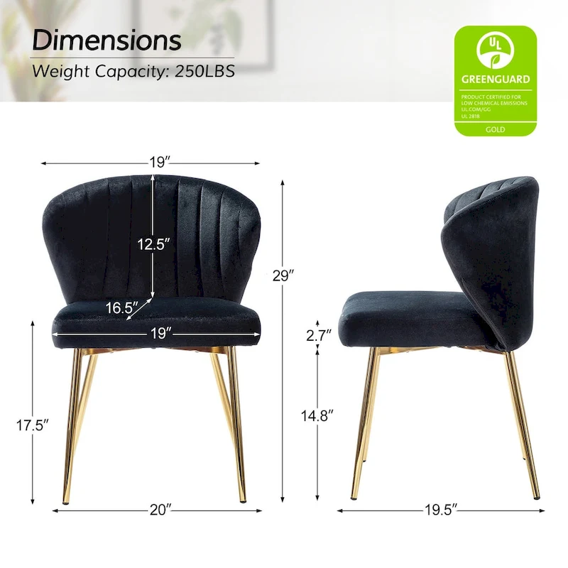 Luna Modern Glam Upholstered Tufted Back Side Accent Dining Chair with Small Base by HULALA HOME