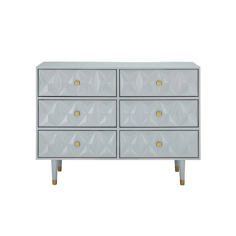 Bea Geometric Textured Glam 6-drawer Dresser