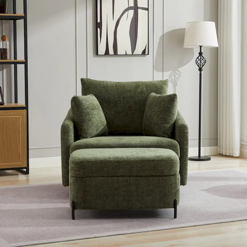 40.6 W Upholstered Swivel Accent Sofa Chair With Pillows