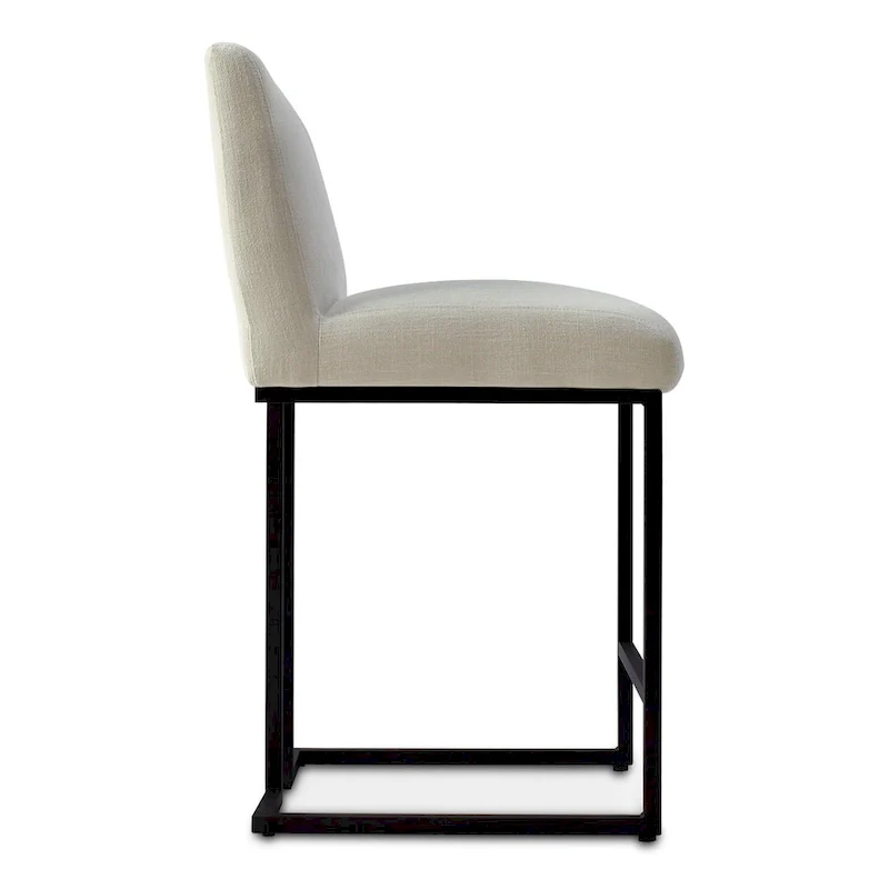 Fabric Counter Stool with Arms - Metal Legs (Set of 2)