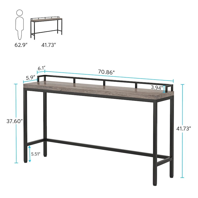 70.9 Extra Long Sofa Console Table, Behind The Couch Table Narrow Entryway Table