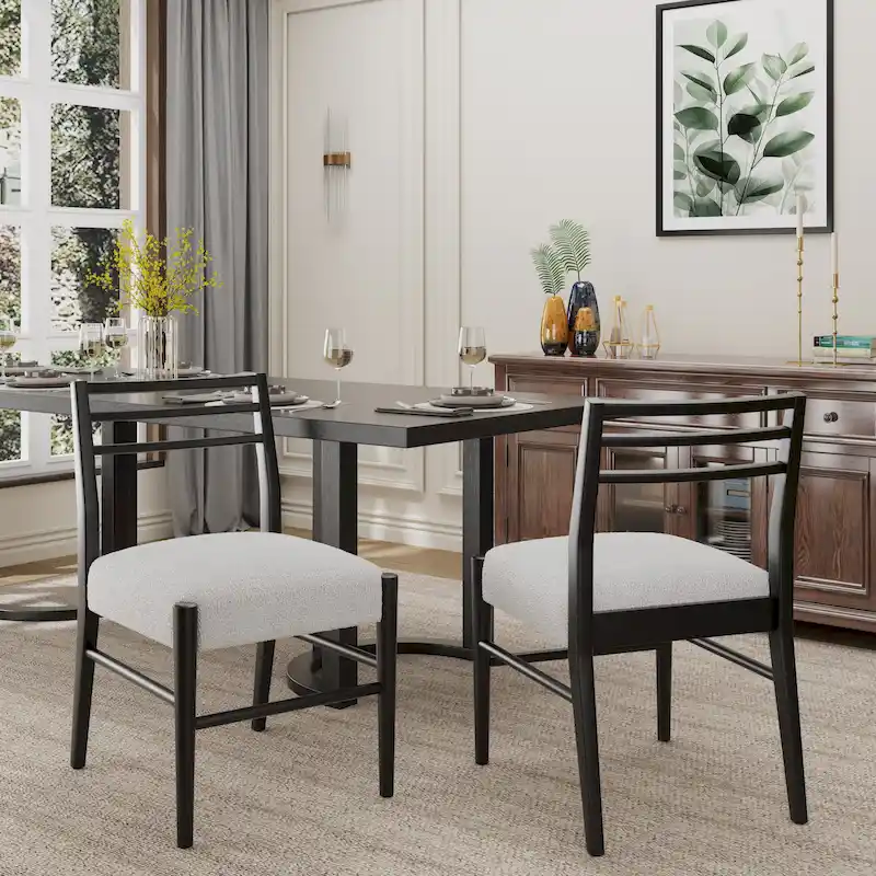 Fescue Fabric and Rubberwood Upholstered Dining Chairs (Set of 2) by Christopher Knight Home