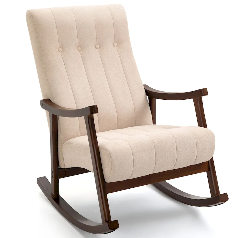AVAWING Upholstered Rocking Chair ModernHighBackArmchair
