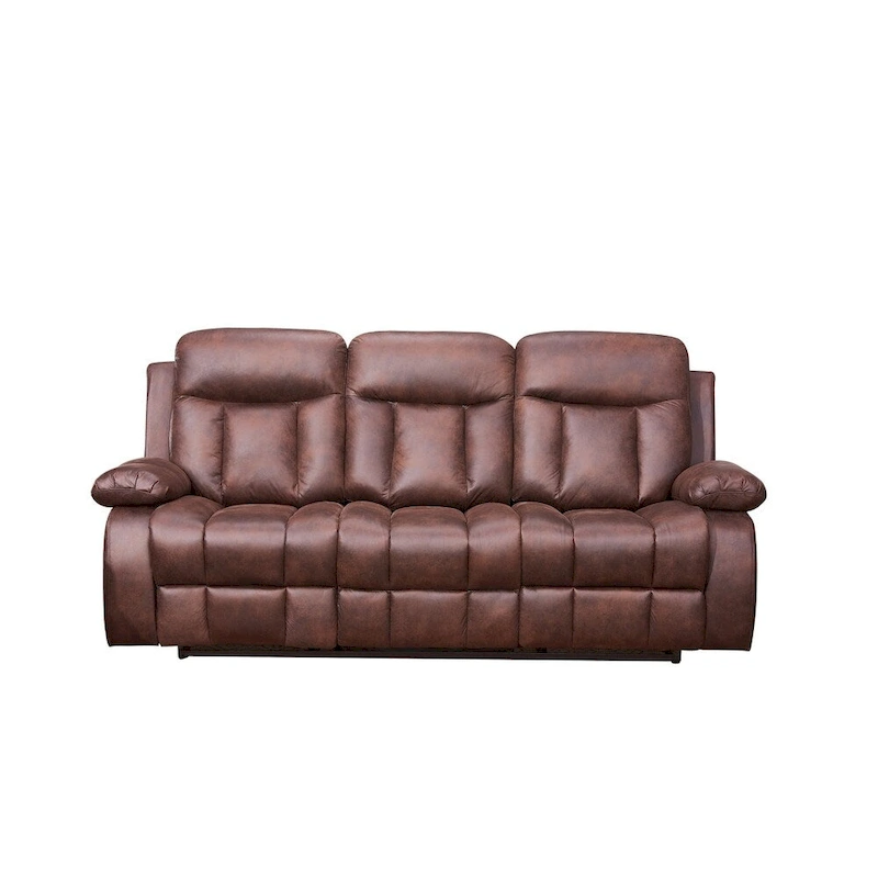 Vanity Art Brown Microfiber 2-Piece Reclining Loveseat with One Motion Sofa One Motion Loveseat Living Room Set - N/A