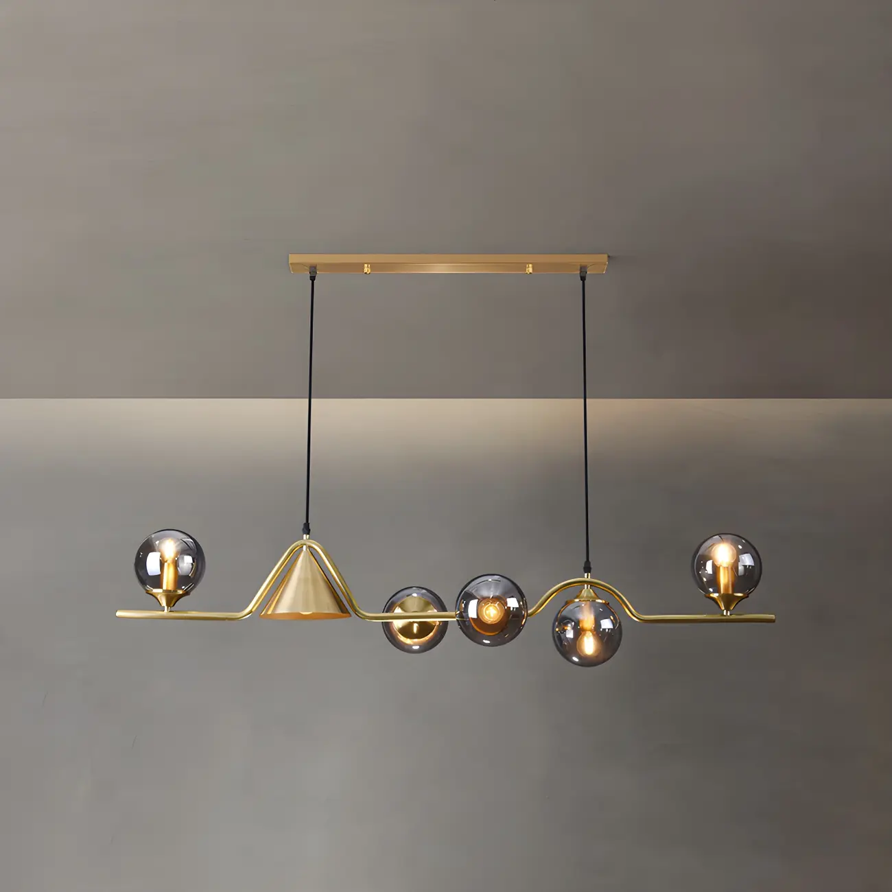 Kitchen Modern Gold Glass Globe Island Chandelier