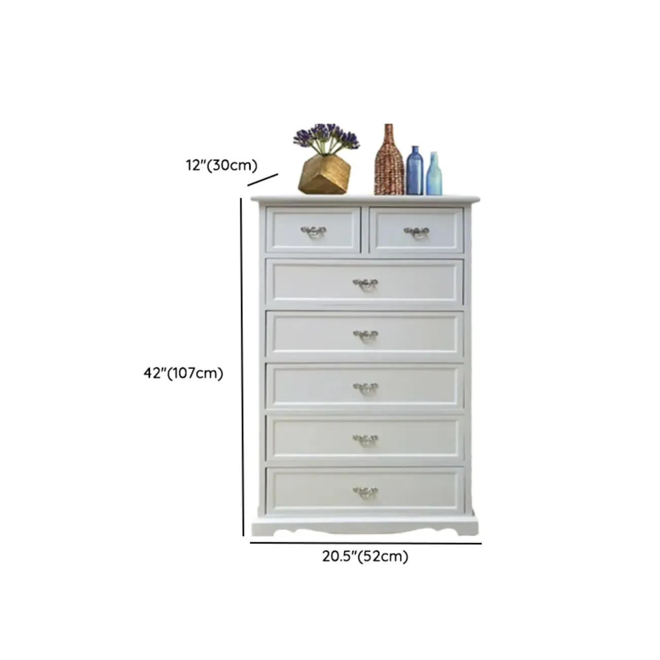 Elegant Wooden 9-Drawer White Dresser with Metal Handle