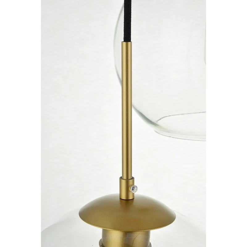 Clear Spherical Glass/ Metal 3-Light 36-inch Pendant