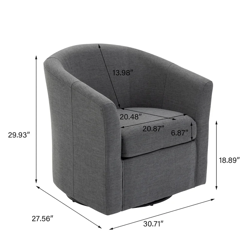 Modern Upholstered Swivel Barrel Chair Living Room Accent Chair