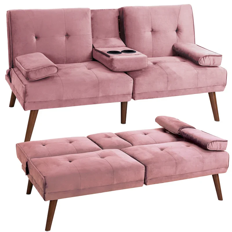 Futzca 60 Small Loveseat, 3 in 1 Cute Convertible Sofa Bed