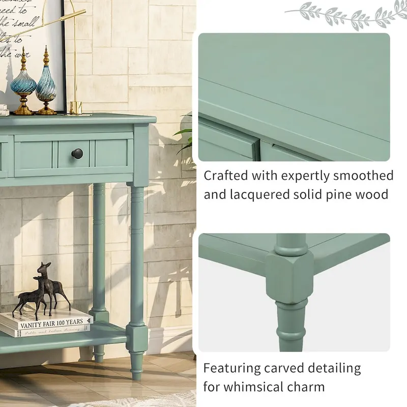 Daisy Series Console Table with 2 Drawers and Bottom Shelf