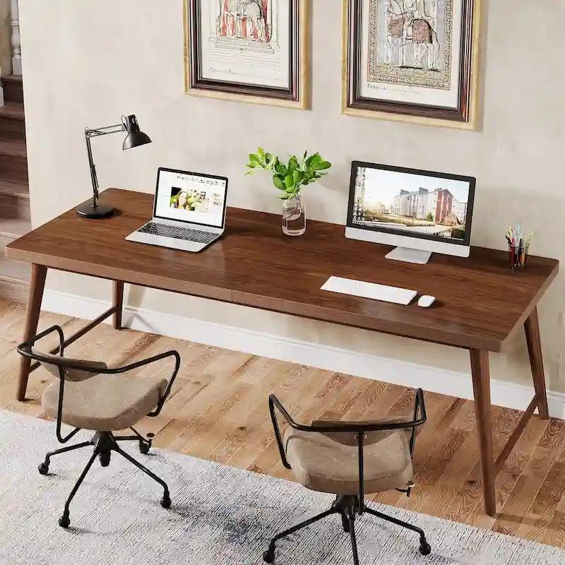 78.7 Extra Long 2-Person Wood Desk with Metal Legs