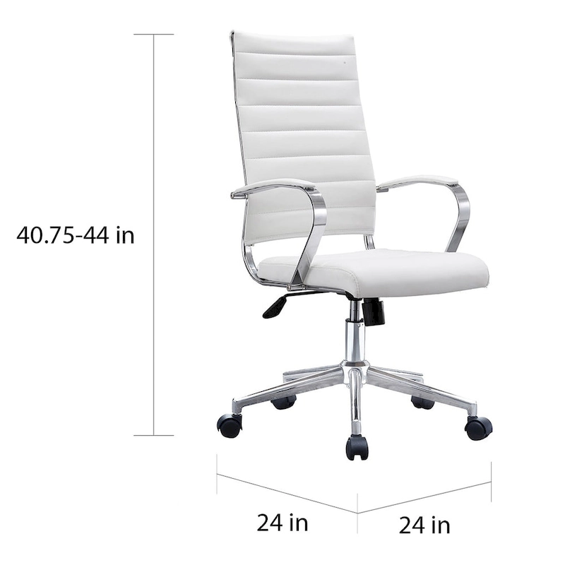 Modern High Back Office Chair Ribbed PU Leather Manager Tilt Conference Room Computer Desk Boss Task Executive Boss