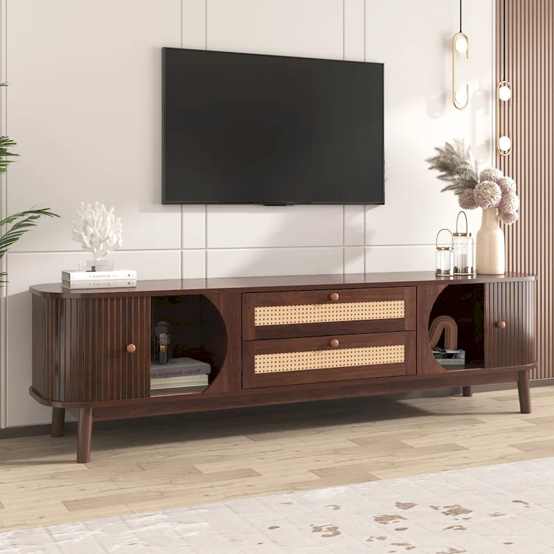 Modern Farmhouse Rattan TV Stand